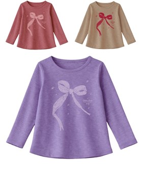 Remera junior nena jaspeada con estampa moño.Gepetto