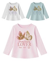 Remera junior nena con estampa foil mariposas.Gepetto