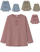 Remera junior nena oversize con estampa frente y espalda conejas.Gepetto