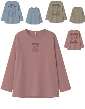 Remera junior nena oversize con estampa frente y espalda conejas.Gepetto