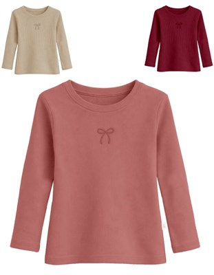 Remera junior nena morley con bordado moño.Gepetto