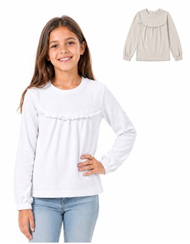 Remera jr nena bambula con volado. Gepetto