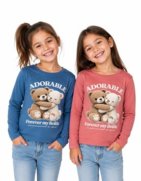 REMERA MANGA LARGA PARA NENA ESTAMPA PSITOS. GEPETTO