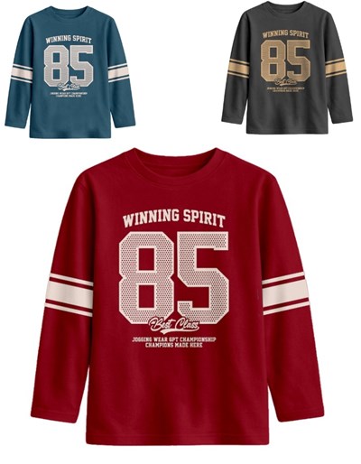 Remera junior varón con estampas frente y mangas '85'.Gepetto