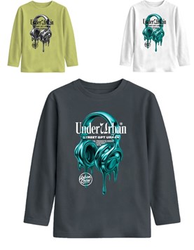 Remera junior varón con estampa hiperrealista auriculares. Gepetto