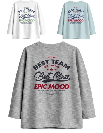 Remera junior varón oversize con estampas best class frente y espalda.Gepetto