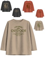 Remera junior varón oversize con estampas outdoor frente y espalda.Gepetto