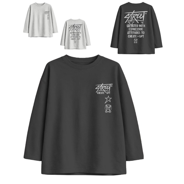Remera junior varón oversize con estampas street frente y espalda.Gepetto