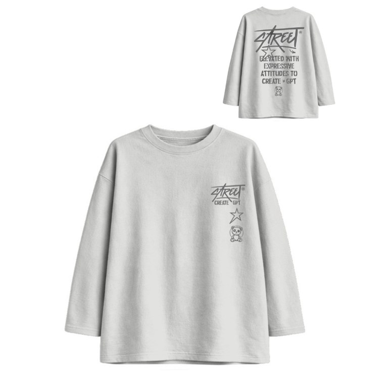 Remera junior varón oversize con estampas street frente y espalda.Gepetto