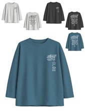 Remera junior varón oversize con estampas street frente y espalda.Gepetto