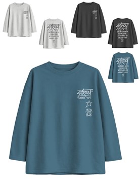 Remera junior varón oversize con estampas street frente y espalda.Gepetto