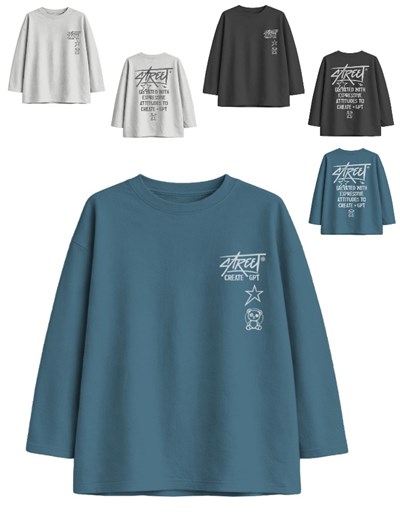 Remera junior varón oversize con estampas street frente y espalda.Gepetto