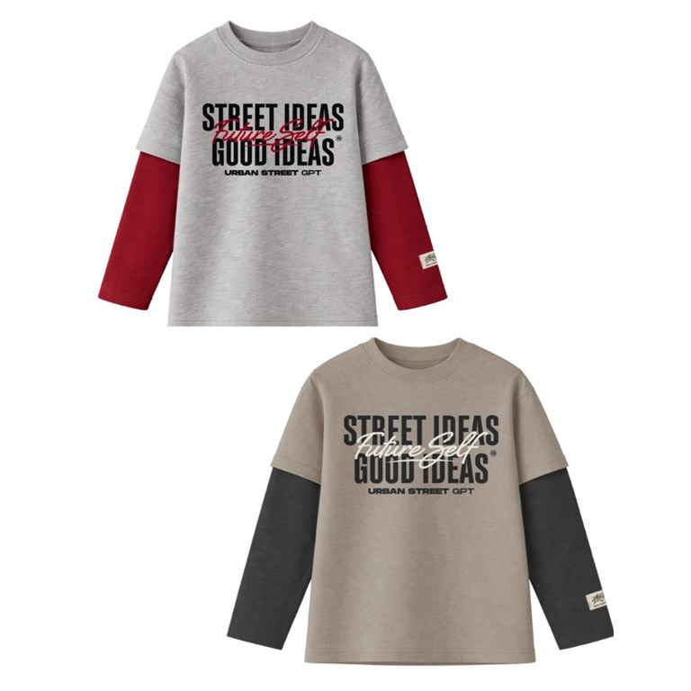 Remera juniorr varón superpuesta con estampa future self.Gepetto