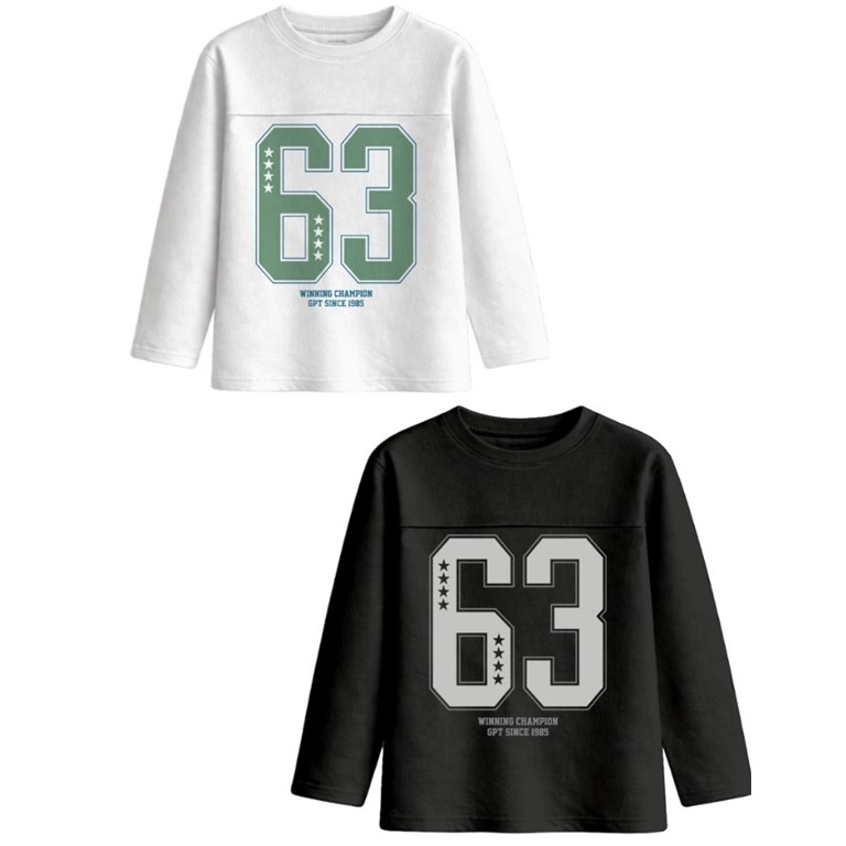 Remera junior varón oversize con recorte y estampa '63'.Gepetto