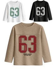 Remera junior varón oversize con recorte y estampa '63'.Gepetto