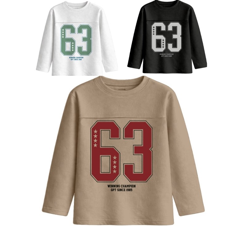 Remera junior varón oversize con recorte y estampa '63'.Gepetto