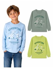 Remera junior varón con puños en mangas con estampa adventure.Gepetto