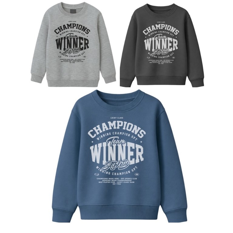 Buzo junior varón con estampa winner.Gepetto