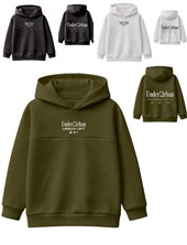 Buzo junior varón oversize con capucha, recortes y estampas urban.Gepetto