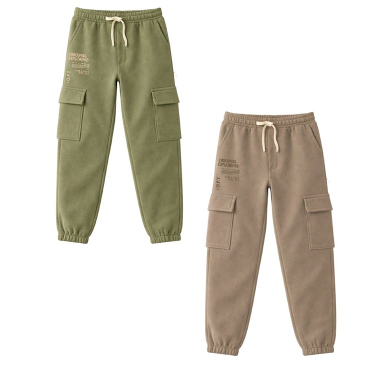 Jogger junior varón frisa cargo con estampa.Gepetto