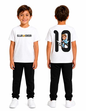 REMERA MANGA LARGA BLANCA PARA NENE  LINEA MUNDIAL, ESTAMPA '10'. GEPETTO