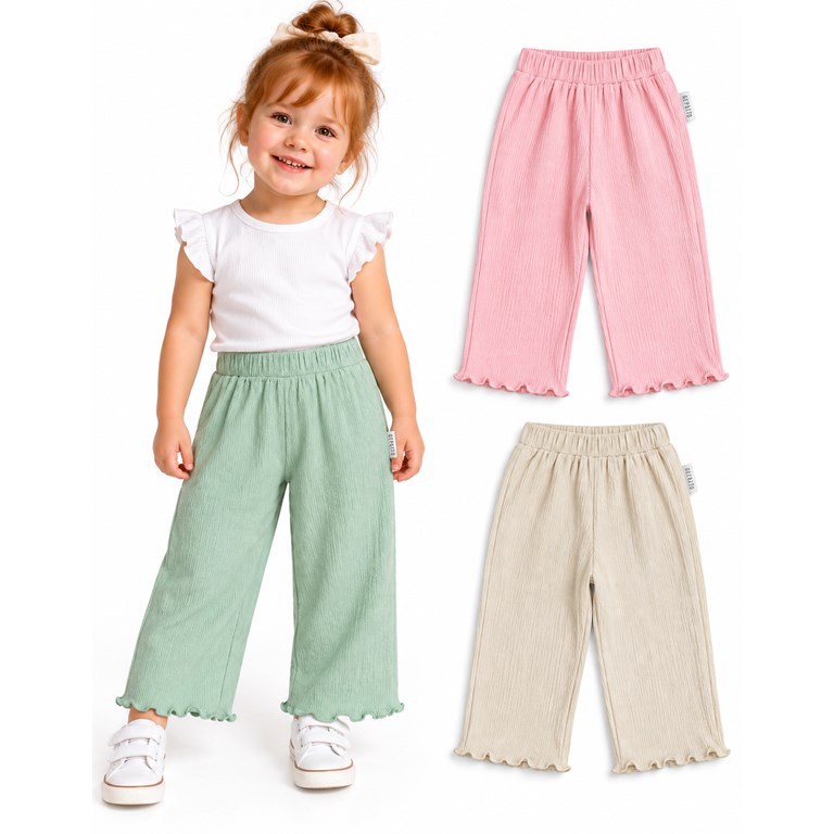 Pantalón beba wide leg en jersey bambula. Terminación en ruloté. Gepetto
