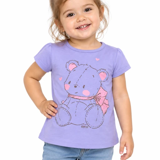 REMERA MANGA CORTA DE BEBA CON ESTAMPA DE OSITO. GEPETTO