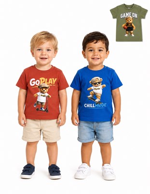 Remera beb manga corta. Estampa oso depoprtes. En jersey 100% algodón. Gepetto