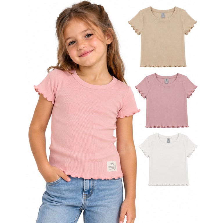 Remera manga corta en morley para nena. Gepetto
