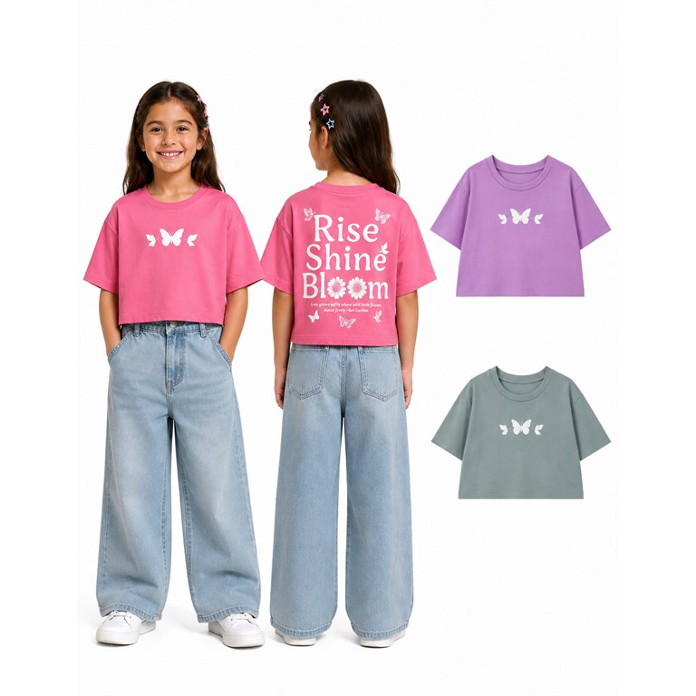 Remera nena de corte oversize en jersey 100% algodón. Estampa en frente y espalda. Gepetto