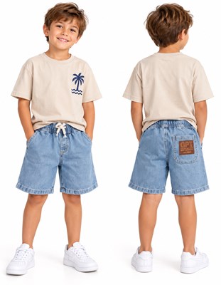 Bermuda jean con bolsillos laterales para nene. Gepetto