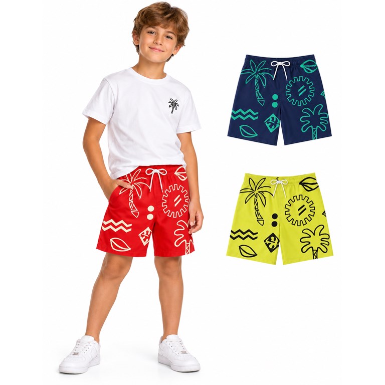 Short de baño para nene en microfibra premium estampada. Posee suspensor. Gepetto