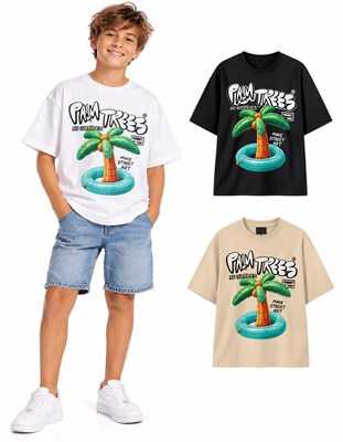 Remera oversize manga corta para nene en  jersey 100% algodón, diferentes estampas. Gepetto