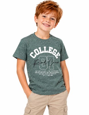 Remera básica manga corta jaspeada college nene. Gepetto