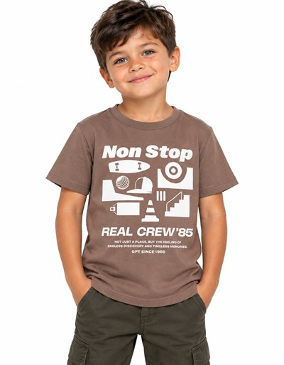 Remera básica nene manga corta estampa non stop. Gepetto