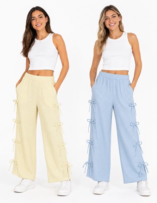 PANTALON CON TIRAS PARA ATAR EN LATERALES GASA DE ALGODON AMPLIO. NGORO