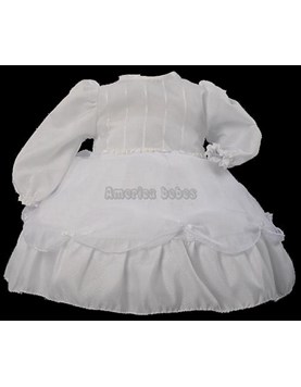Vestido corte princesa con faja detalles de flores y gipiure en cintura y manga. Children Dior