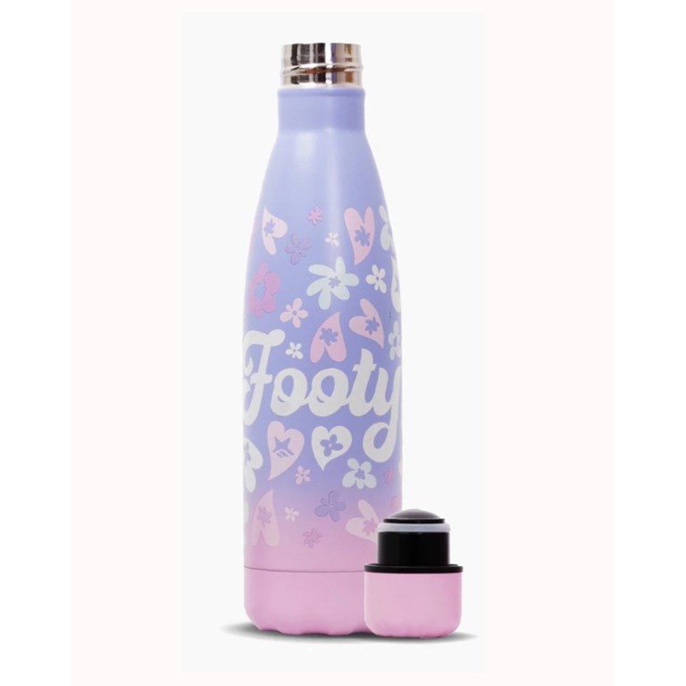 BOTELLA TERMICA DE ACERO 500ML. COLOR DEGRADÉ, ESTAMPA FLORES Y CORAZONES. FOOTY