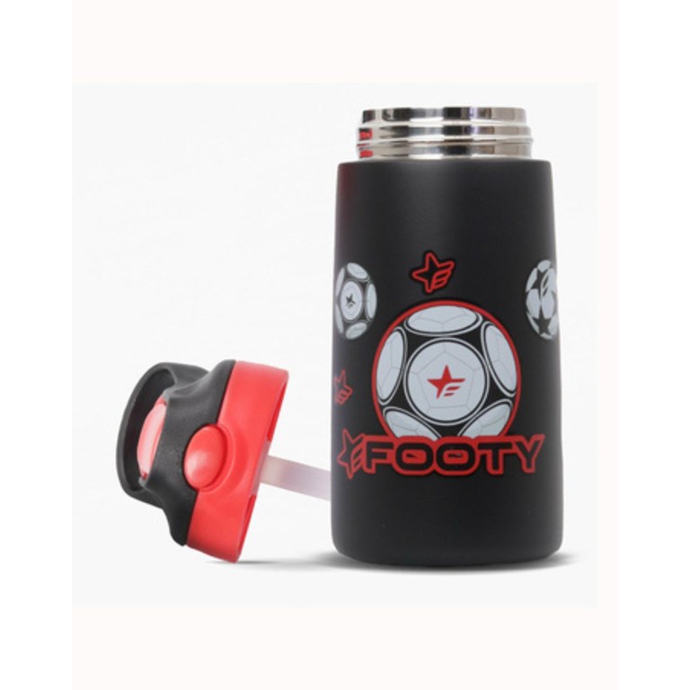 BOTELLA TERMICA DE ACERO CON BOCA DE SILICONA, ESTAMPA PELOTA. 400ML. FOOTY