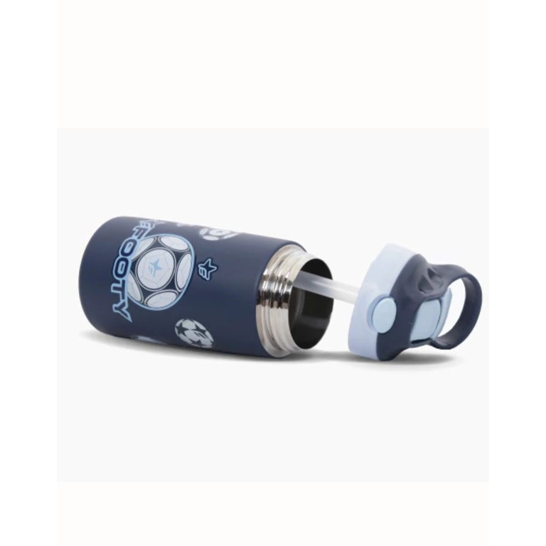 BOTELLA TERMICA DE ACERO CON BOCA DE SILICONA, ESTAMPA PELOTA. 400ML. FOOTY