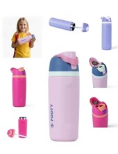 BOTELLA TERMICA DOBLE PARED CON PICO Y BOTON DE APERTURA 473 ML. FOOTY