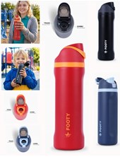 BOTELLA TERMICA DOBLE PARED CON  PICO Y  BOTON DE APERTURA 700 ML. FOOTY