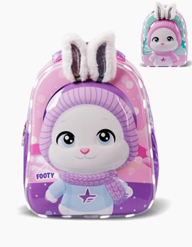 MOCHILA 13' CON LUZ LED A PILA, BUNNY. FOOTY