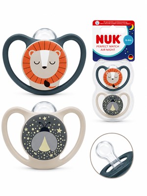 SET 2 CHUPETES PERFECT MATCH AIR NOCHE 0-6M. NUK