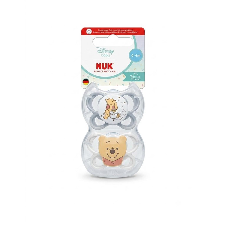 SET 2  CHUPETES PERFECT MATCH AIR WINNIE THE POOH 0-6 M. NUK