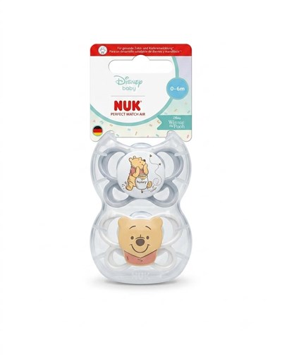 SET 2  CHUPETES PERFECT MATCH AIR WINNIE THE POOH 0-6 M. NUK