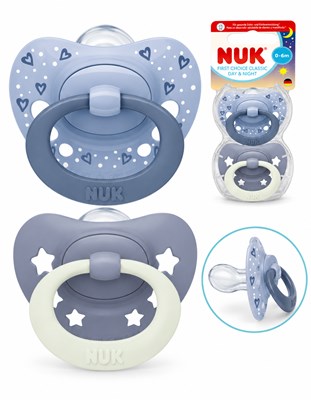 Set 2 Chupetes First Choice Classic Classic Día & Noche 0-6m - Azul. Nuk