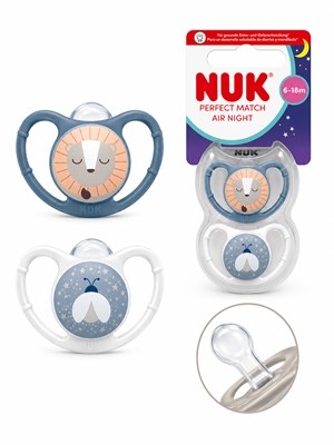 SET 2 CHUPETES PERFECT MATCH AIR NOCHE 6-18M. NUK