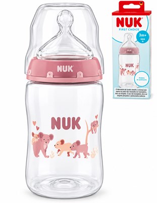 MAMADERA FIRST CHOICE 300 ML FLUJO M KOALA ROSA. NUK