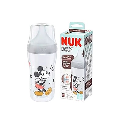 Mamadera PM 260 ml Flujo M Mickey Mouse - Mickey Gris. NUK